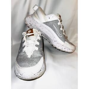 NIKE RENEW RUN 2 WOMENS 6.5 WHITE GRAY LEATHER FABRIC SNEAKERS SPECKLED SOLE